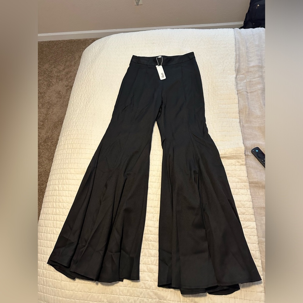 Glam Black Boot-Leg Pants with Dramatic Silhouette